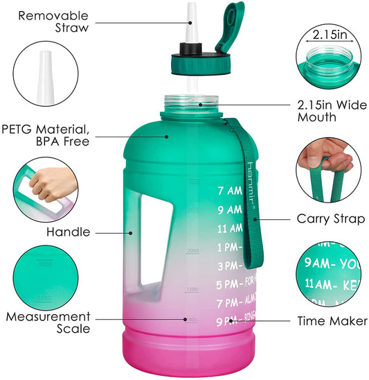 1 Gallon Motivational Water Bottle with Straw