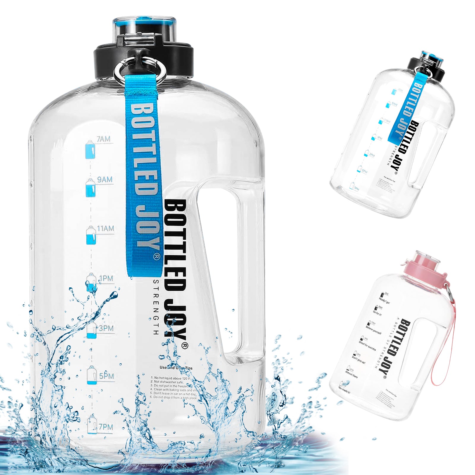 1.5L 2.5L Half Gallon Water Bottle with Times with Straw Water Jug